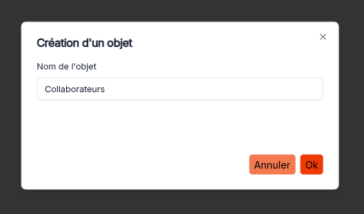 Création d'un objet