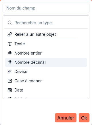 Création d'un champ